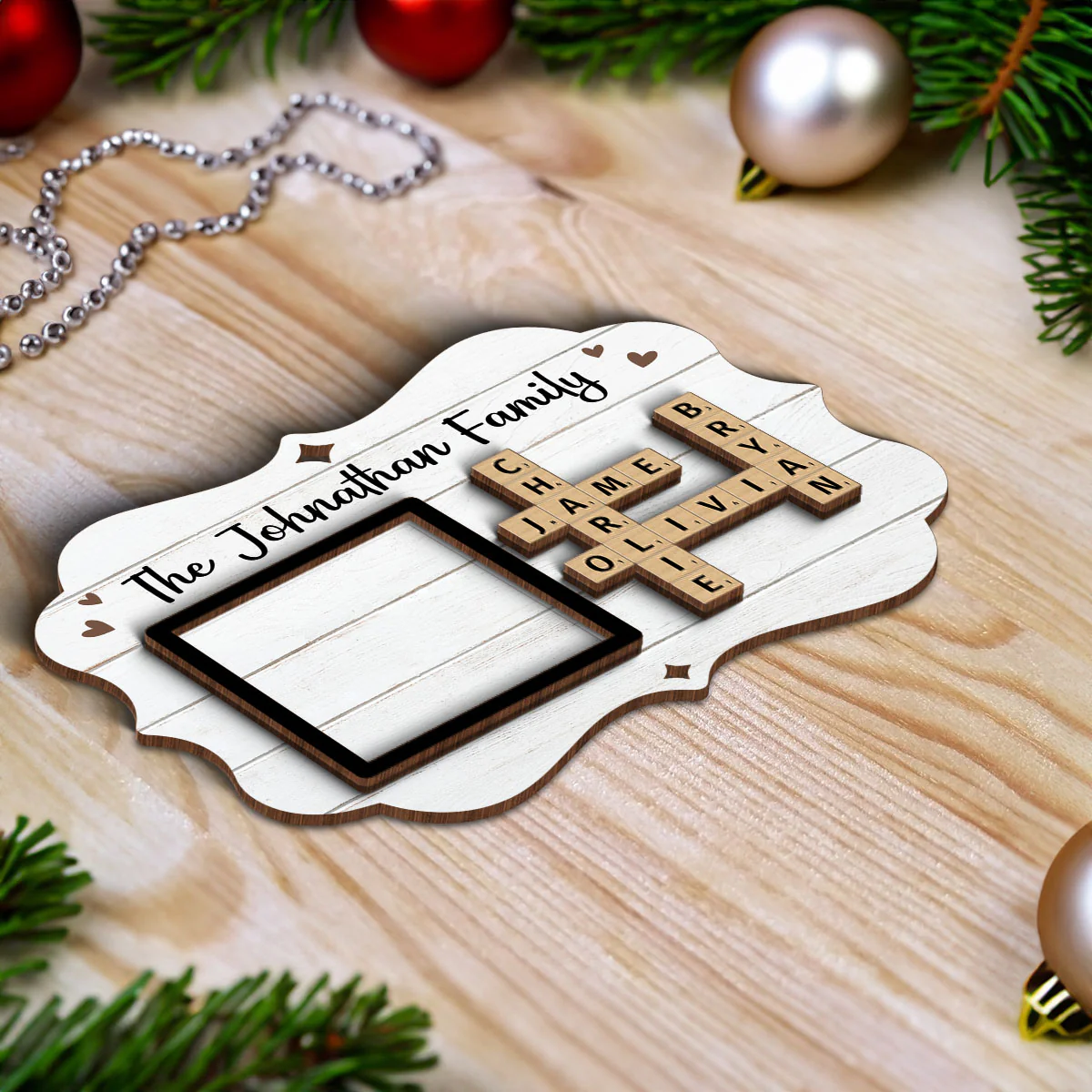 Family Crossword Puzzle Art Personalized Christmas Photo Frame Ornament, Hanging Photo Car Ornament, First Car Gift, Test Pass Gift - Image 8