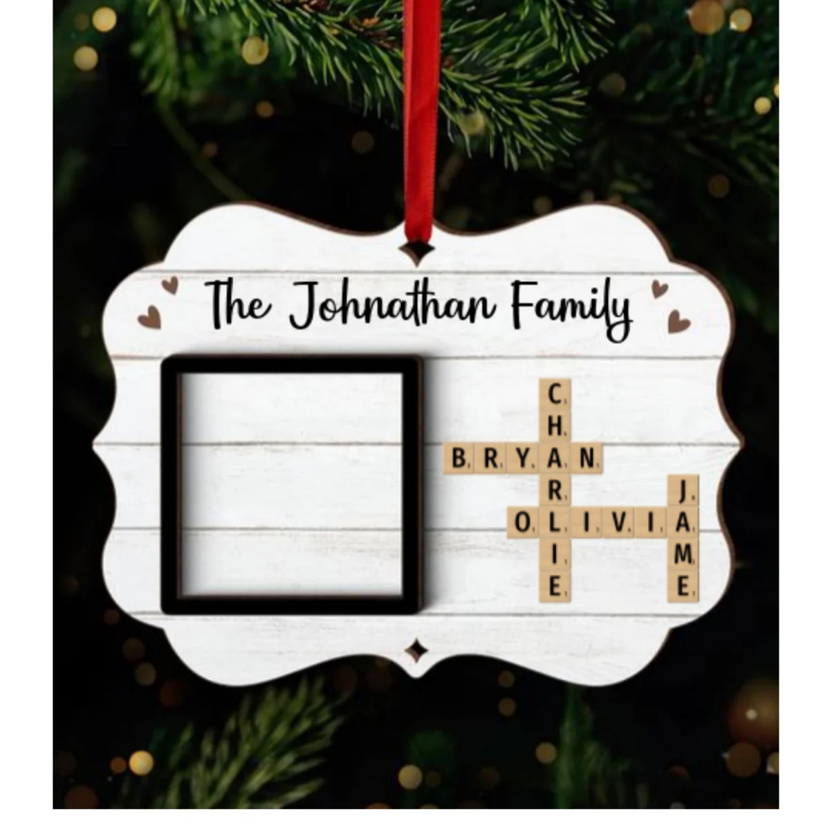 Family Crossword Puzzle Art Personalized Christmas Photo Frame Ornament, Hanging Photo Car Ornament, First Car Gift, Test Pass Gift - Image 9