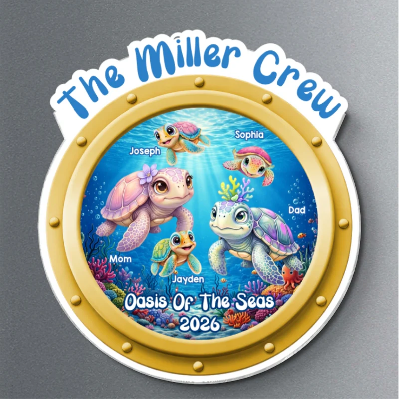 Family Cruise Crew Porthole Turtle Family - Personalized Cruise Ship Door Magnet - Cruise Trip Keepsake - Image 9