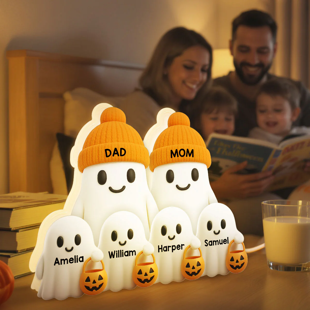 Family Dad Mom Kids Boo Crew Fall Halloween Decor - Personalized Light Box - Gift For Family - Image 4