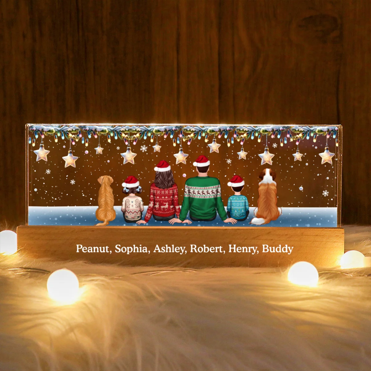 Family Dogs Cats Christmas Sitting Christmas Light Star Personalized Acrylic Block LED Night Light - Image 9