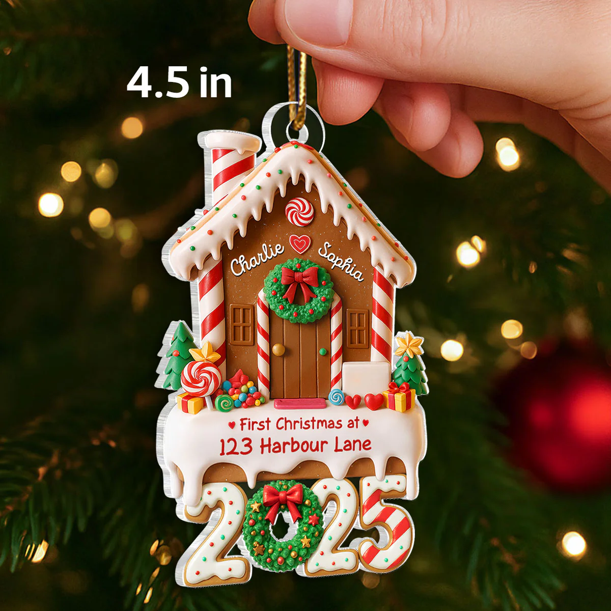 Family First Christmas In Our New Home - Personalized Acrylic Ornament - Unique Christmas Gift For Family - Image 2