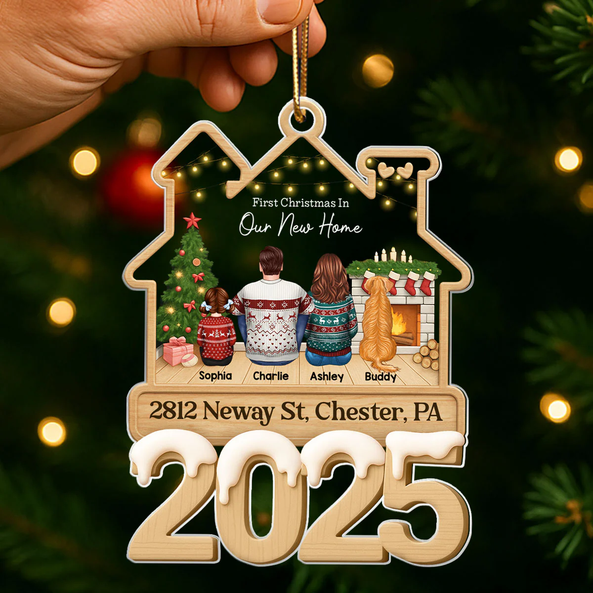 Family First Christmas In Our New Home - Personalized Acrylic Ornament - Unique Christmas Gift For Family - Image 4