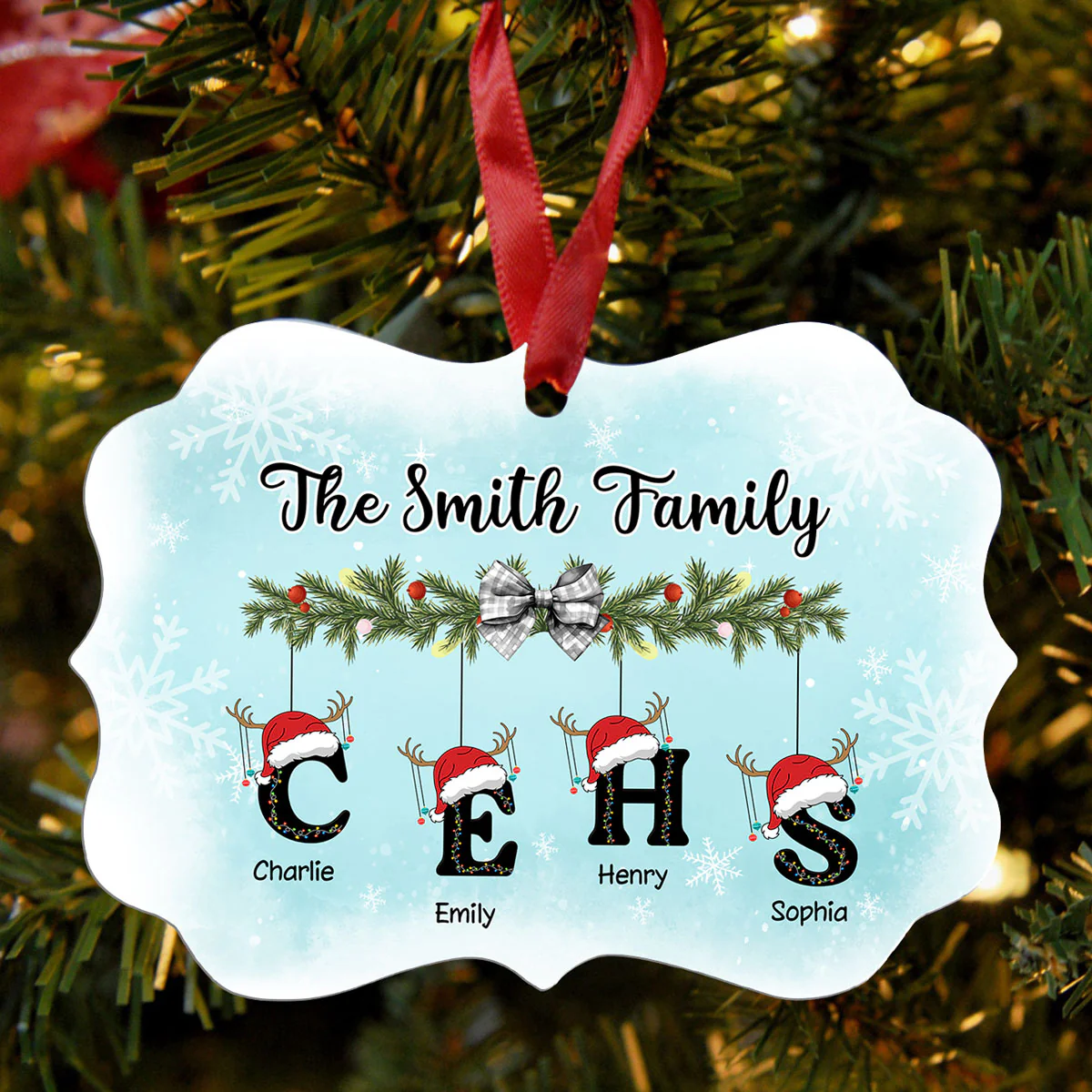 Family First Letter Name Christmas Personalized Aluminum Ornament