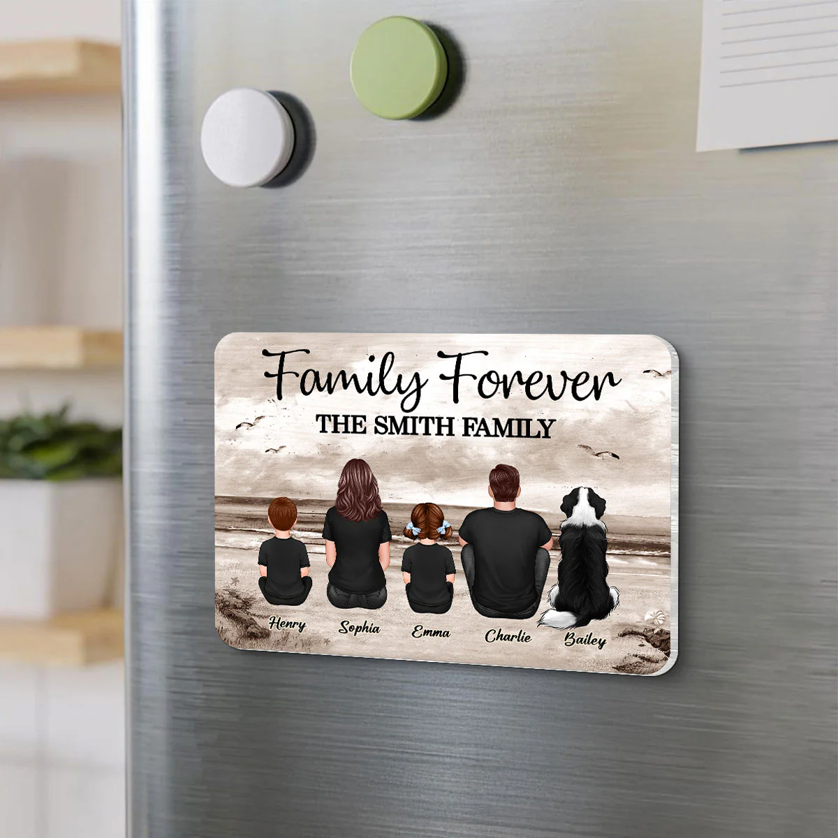 Family Forever Beach Landscape Personalized Acrylic Fridge Magnet, Gift For Family - Image 6