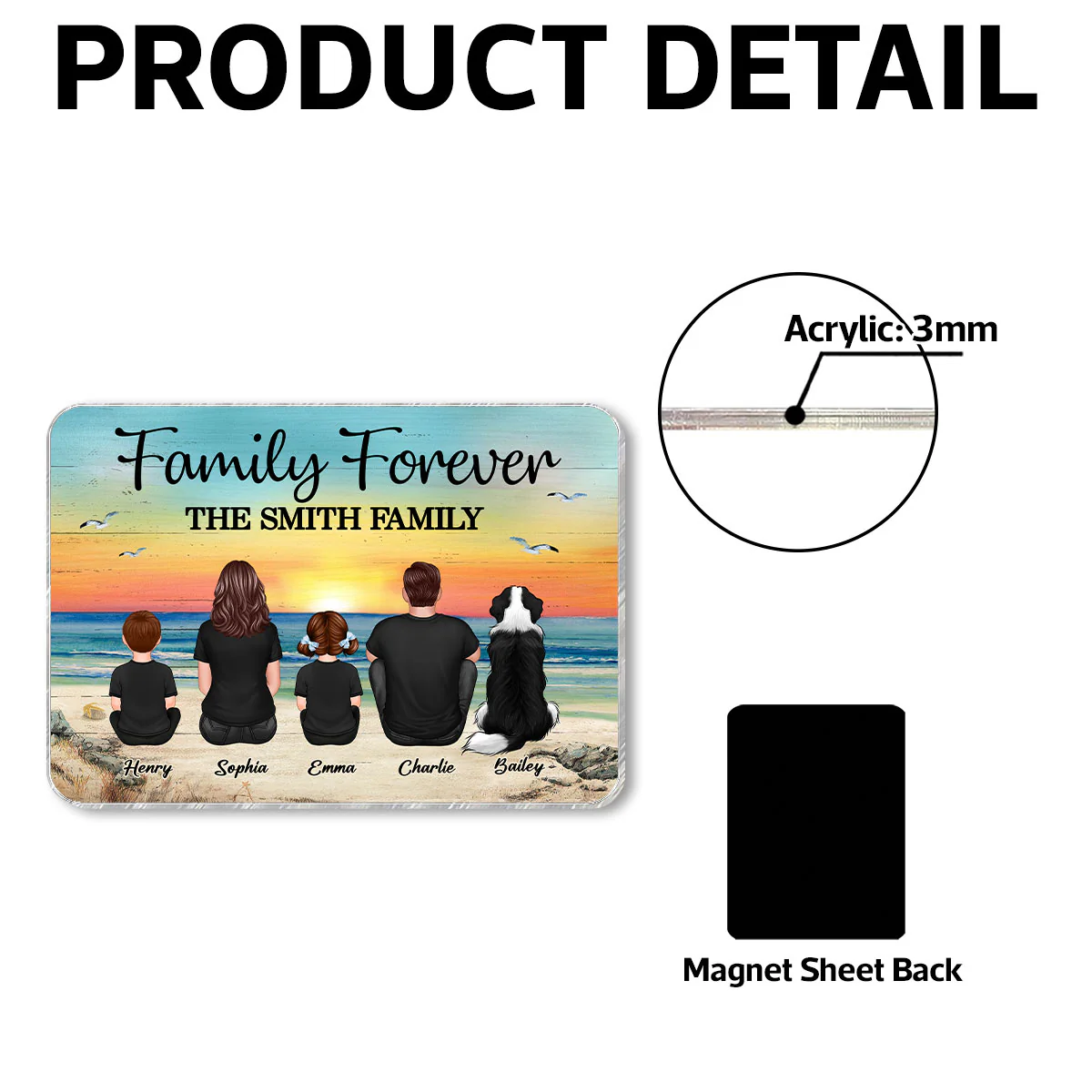 Family Forever Beach Landscape Personalized Acrylic Fridge Magnet, Gift For Family - Image 8