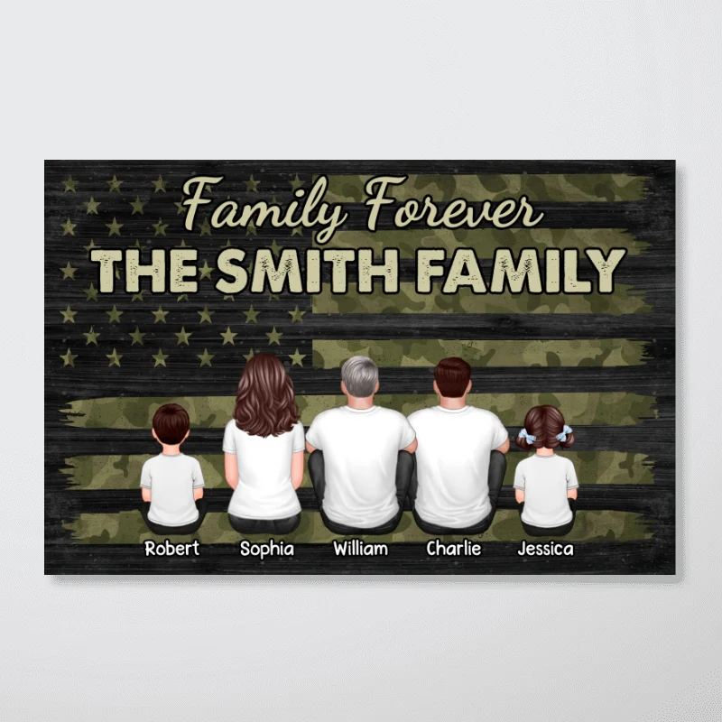 Family Forever Camo American Flag Personalized Poster, Gift For Husband, Wife, Dad, Mom - Image 11