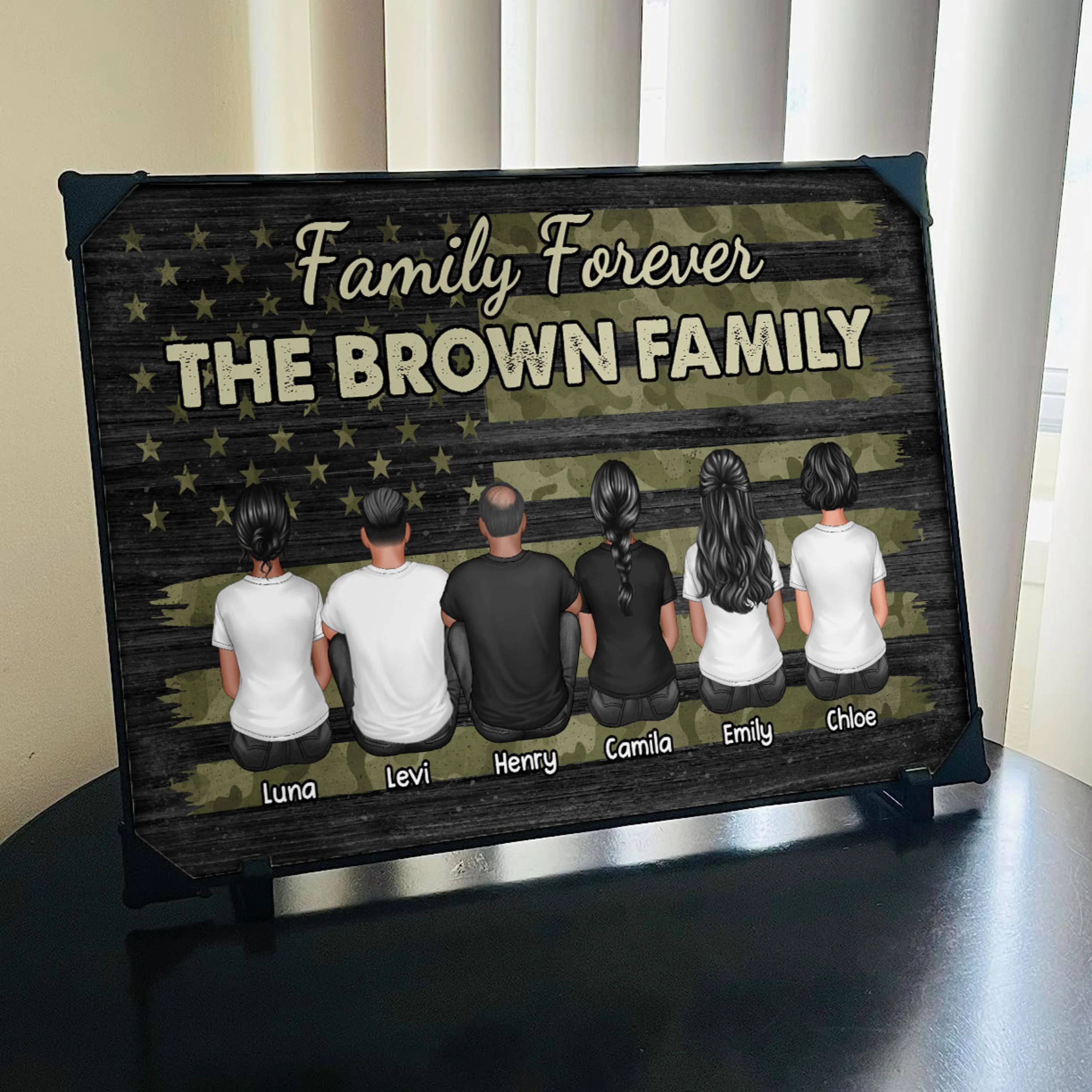 Family Forever Camo American Flag Personalized Poster, Gift For Husband, Wife, Dad, Mom - Image 4