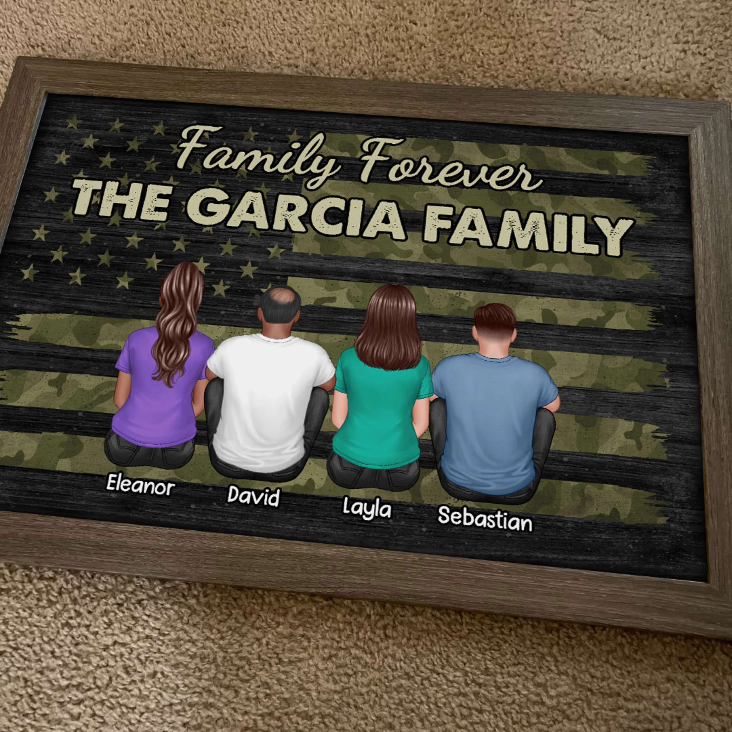 Family Forever Camo American Flag Personalized Poster, Gift For Husband, Wife, Dad, Mom - Image 5