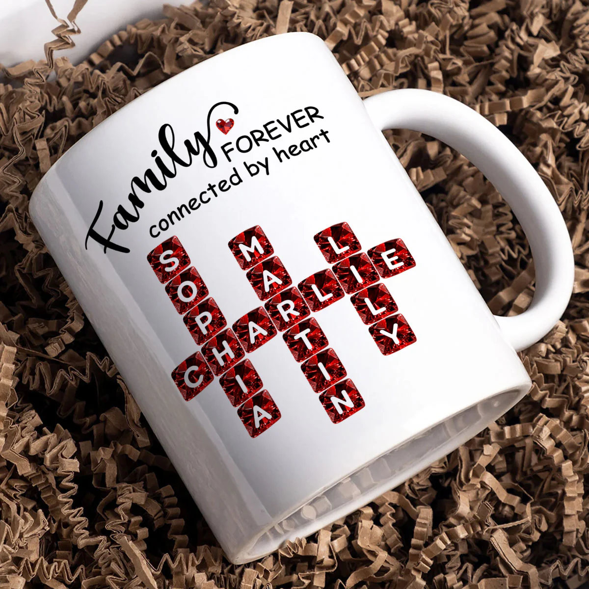 Family Forever Connected by Heart 3D Crystal Crossword - Personalized Mug - Sentimental Gift for for Loved Ones - Image 10