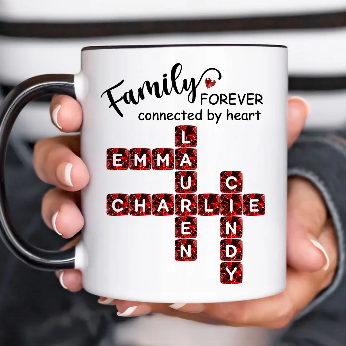 Family Forever Connected by Heart 3D Crystal Crossword - Personalized Mug - Sentimental Gift for for Loved Ones - Image 11