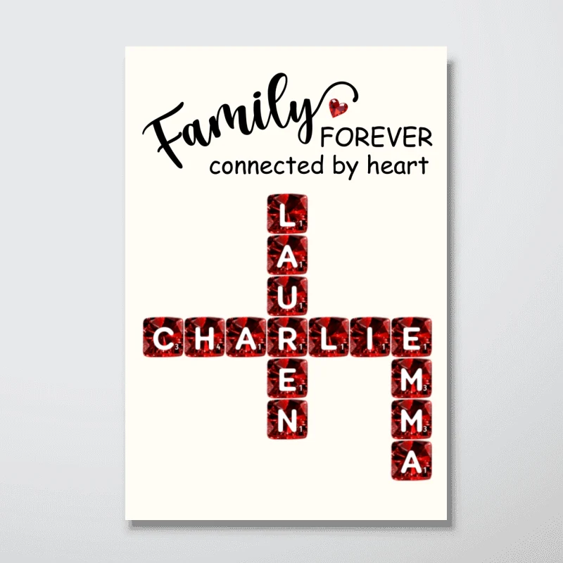 Family Forever Connected by Heart 3D Crystal Crossword - Personalized Poster - Sentimental Gift for for Loved Ones - Image 11