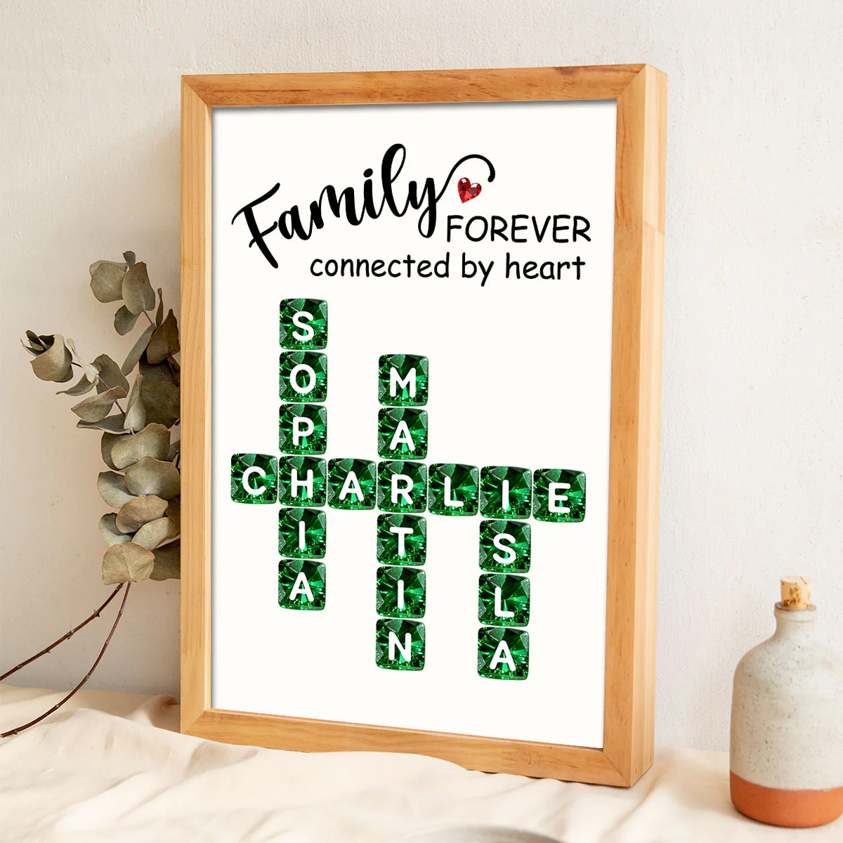 Family Forever Connected by Heart 3D Crystal Crossword - Personalized Poster - Sentimental Gift for for Loved Ones - Image 6