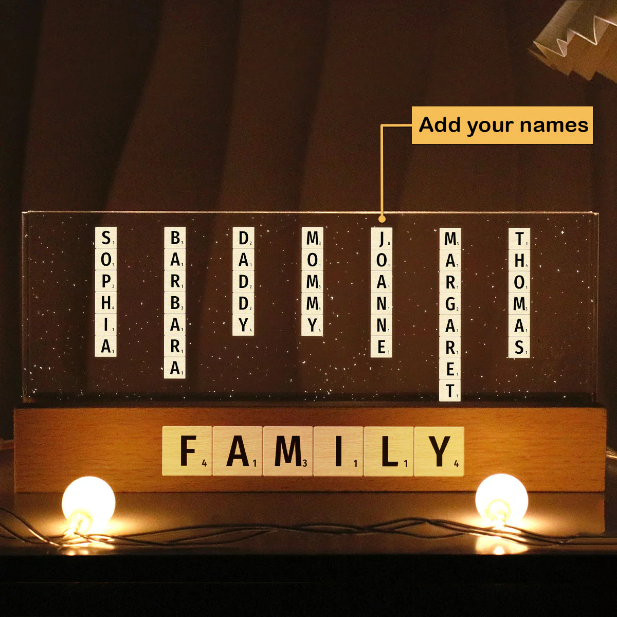 Family Friends Grandma Puzzle Words Personalized Acrylic Block LED Night Light