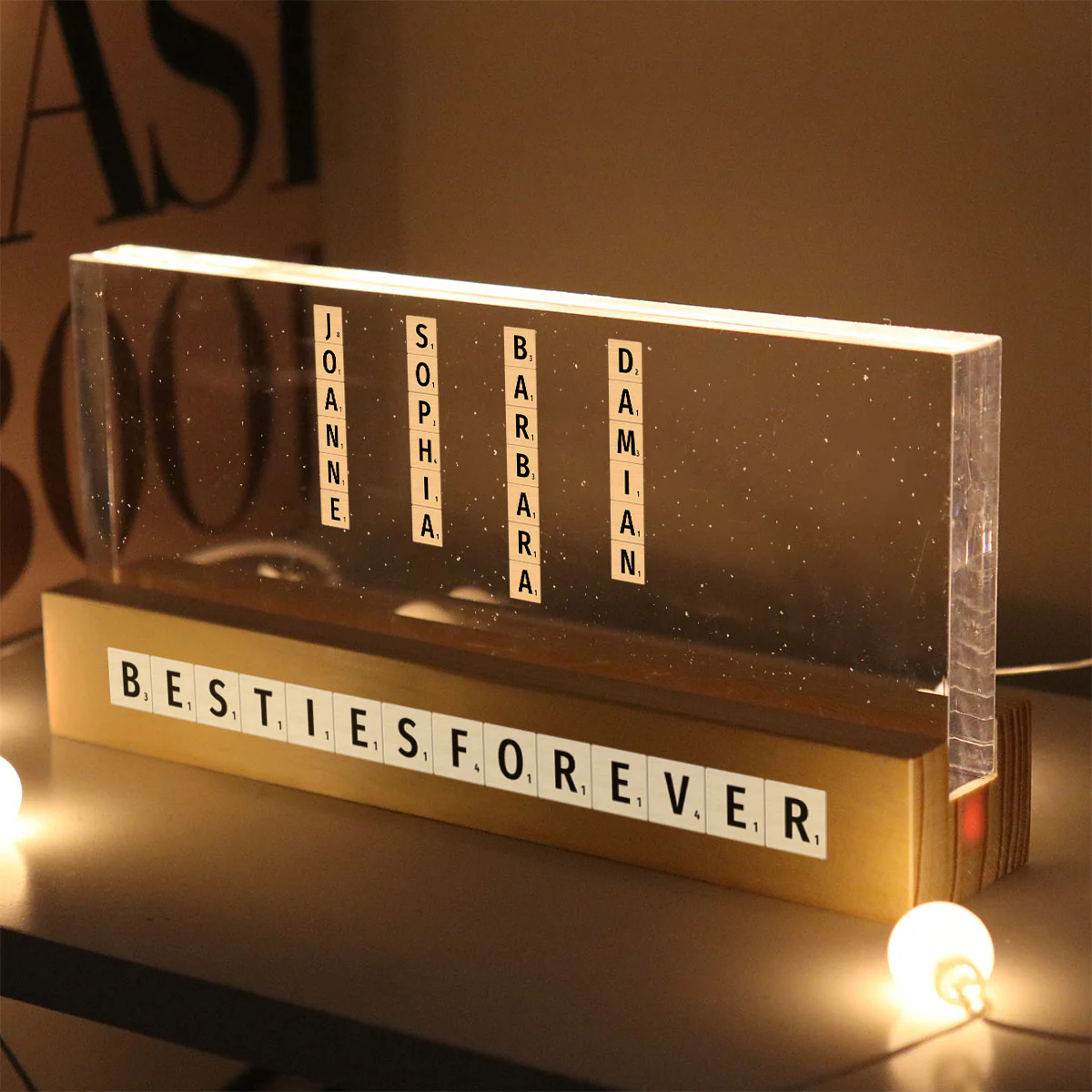 Family Friends Grandma Puzzle Words Personalized Acrylic Block LED Night Light - Image 6