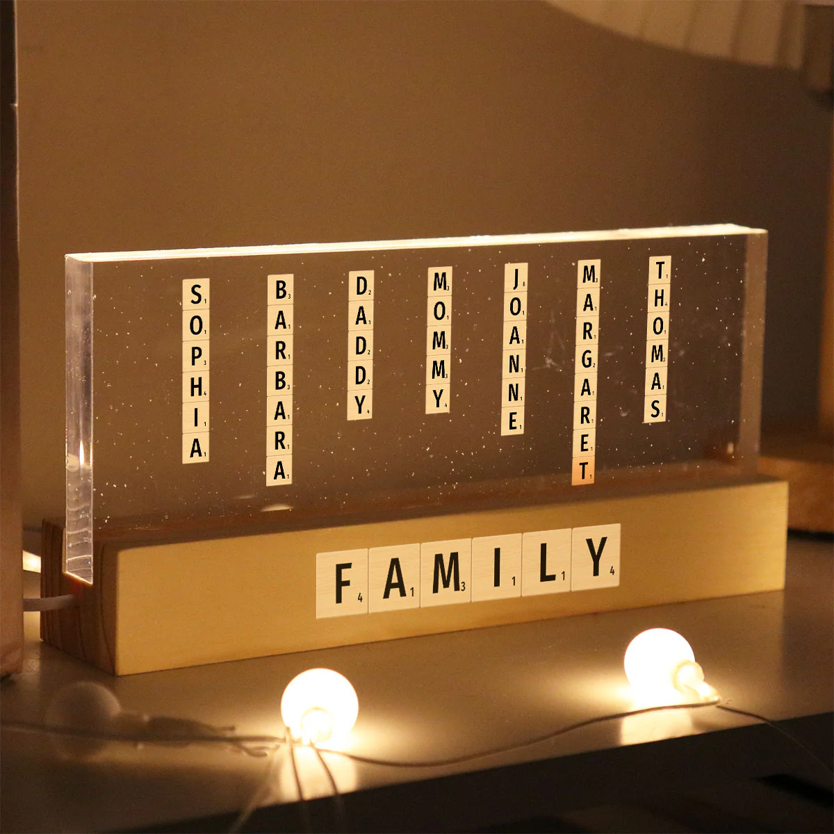 Family Friends Grandma Puzzle Words Personalized Acrylic Block LED Night Light - Image 8