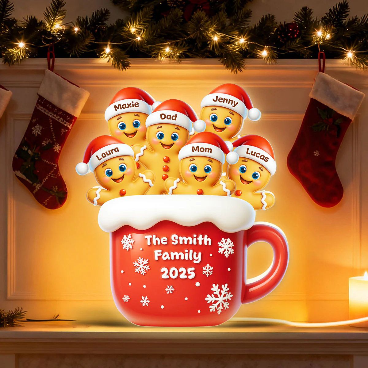 Family Gingerbread - Personalized Light Box - Heartwarming Festive Christmas Decor - Image 3