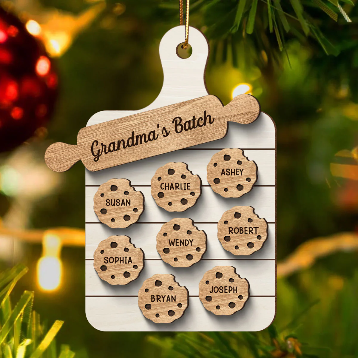 Family Grandma's Batch Personalized 2-Layered Wooden Ornament, Christmas Gift For Grandmas, Grandkids - Image 2
