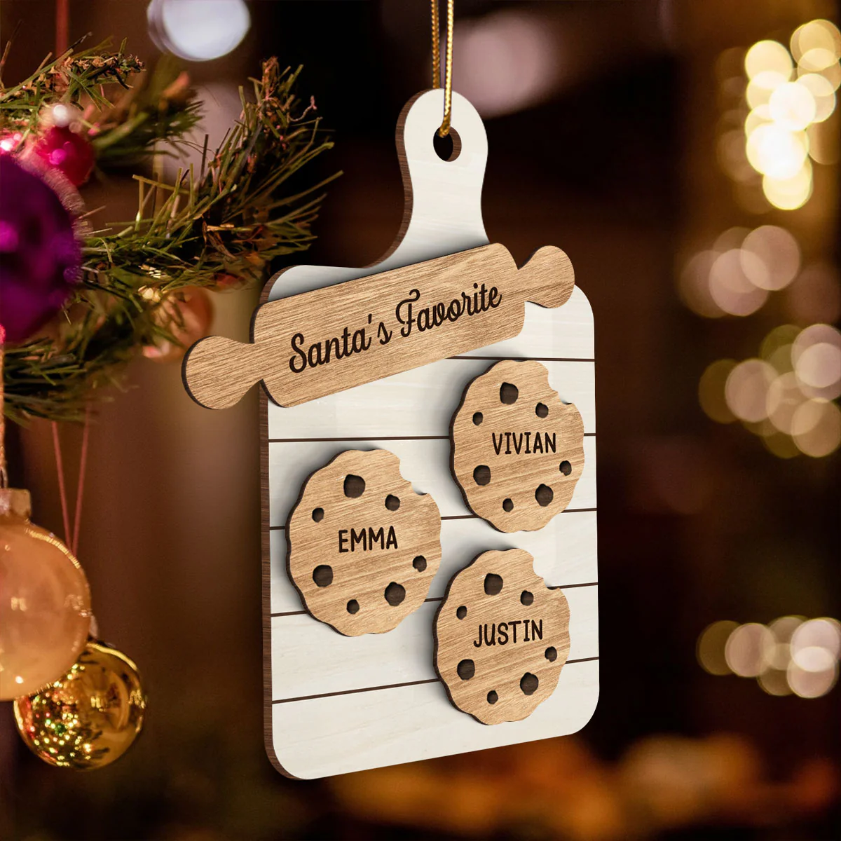 Family Grandma's Batch Personalized 2-Layered Wooden Ornament, Christmas Gift For Grandmas, Grandkids - Image 3