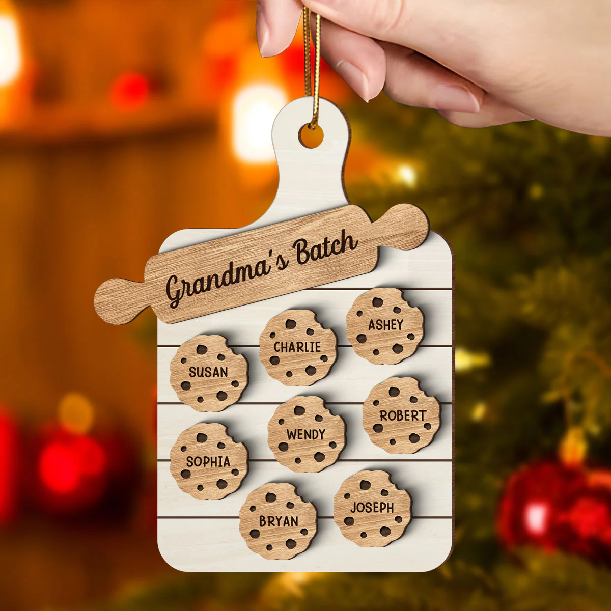 Family Grandma's Batch Personalized 2-Layered Wooden Ornament, Christmas Gift For Grandmas, Grandkids - Image 4