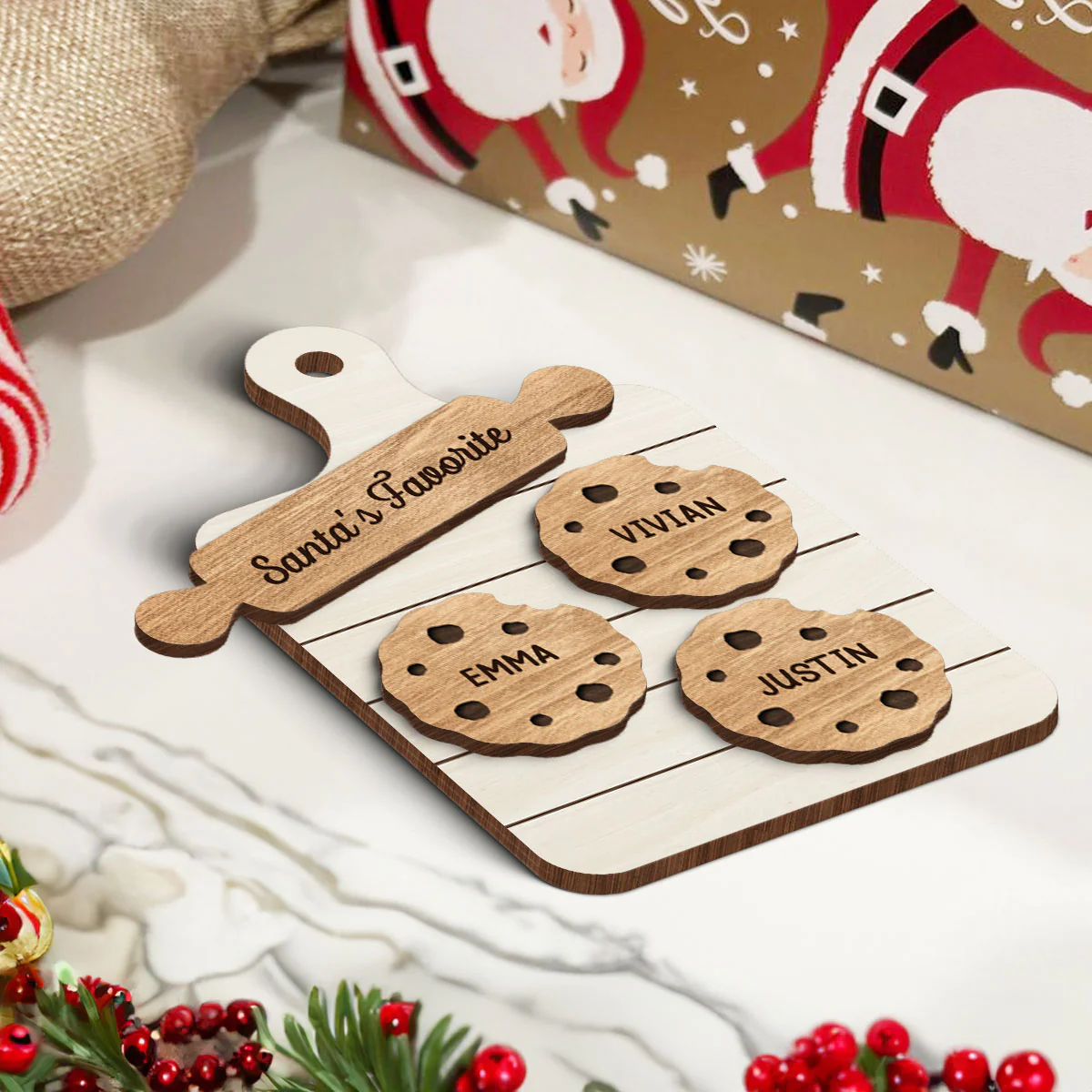 Family Grandma's Batch Personalized 2-Layered Wooden Ornament, Christmas Gift For Grandmas, Grandkids - Image 5