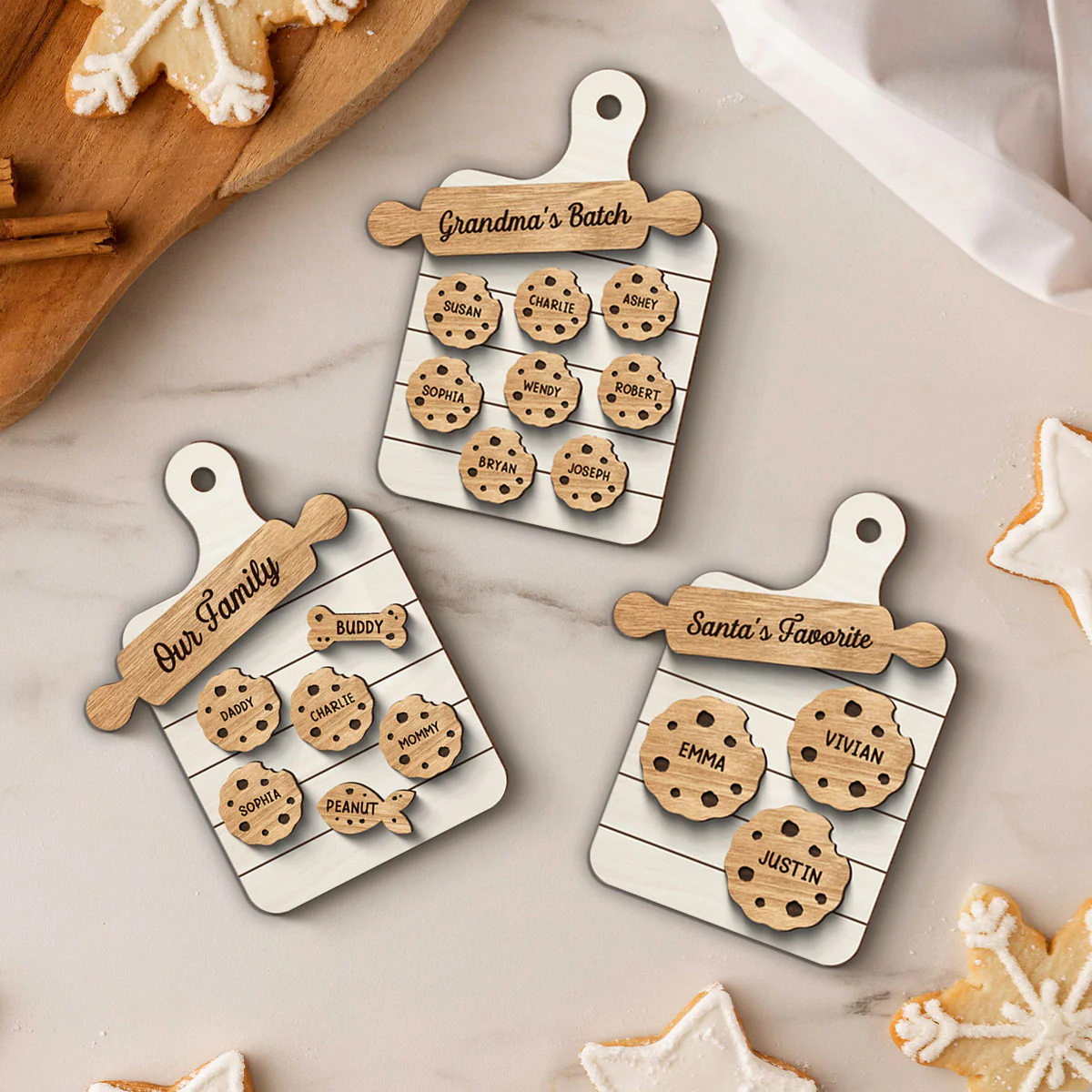 Family Grandma's Batch Personalized 2-Layered Wooden Ornament, Christmas Gift For Grandmas, Grandkids - Image 6