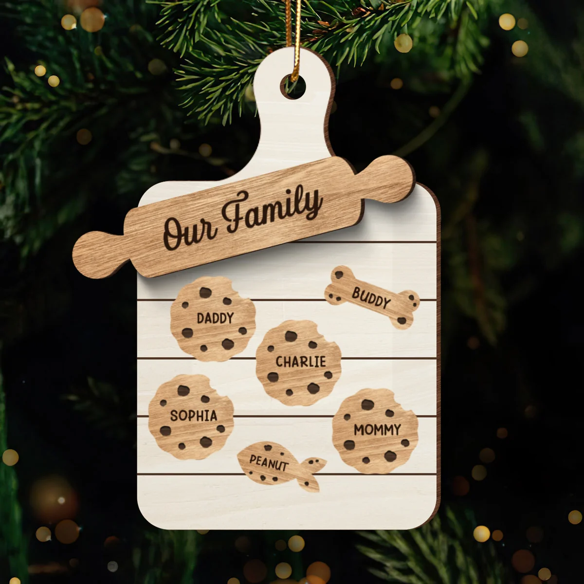 Family Grandma's Batch Personalized 2-Layered Wooden Ornament, Christmas Gift For Grandmas, Grandkids - Image 9