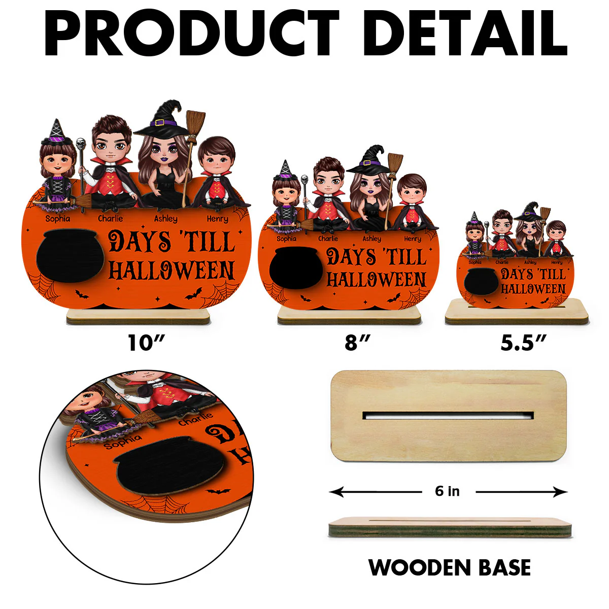 Family Halloween Countdown Unique Home Decor Personalized 2-Layer Standing Wooden Plaque - Image 6