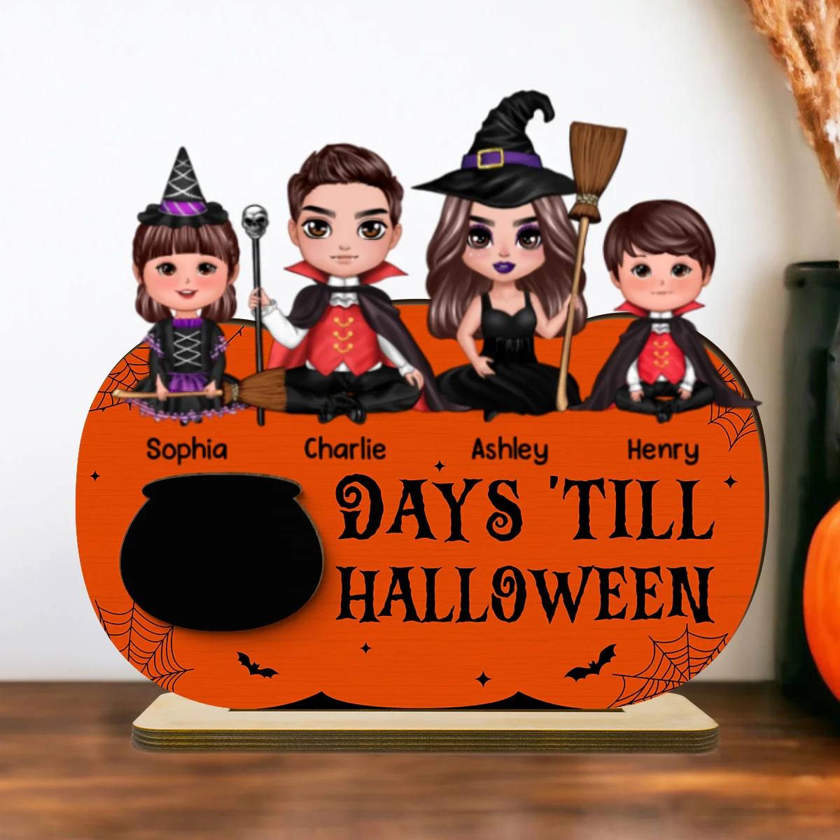 Family Halloween Countdown Unique Home Decor Personalized 2-Layer Standing Wooden Plaque - Image 8