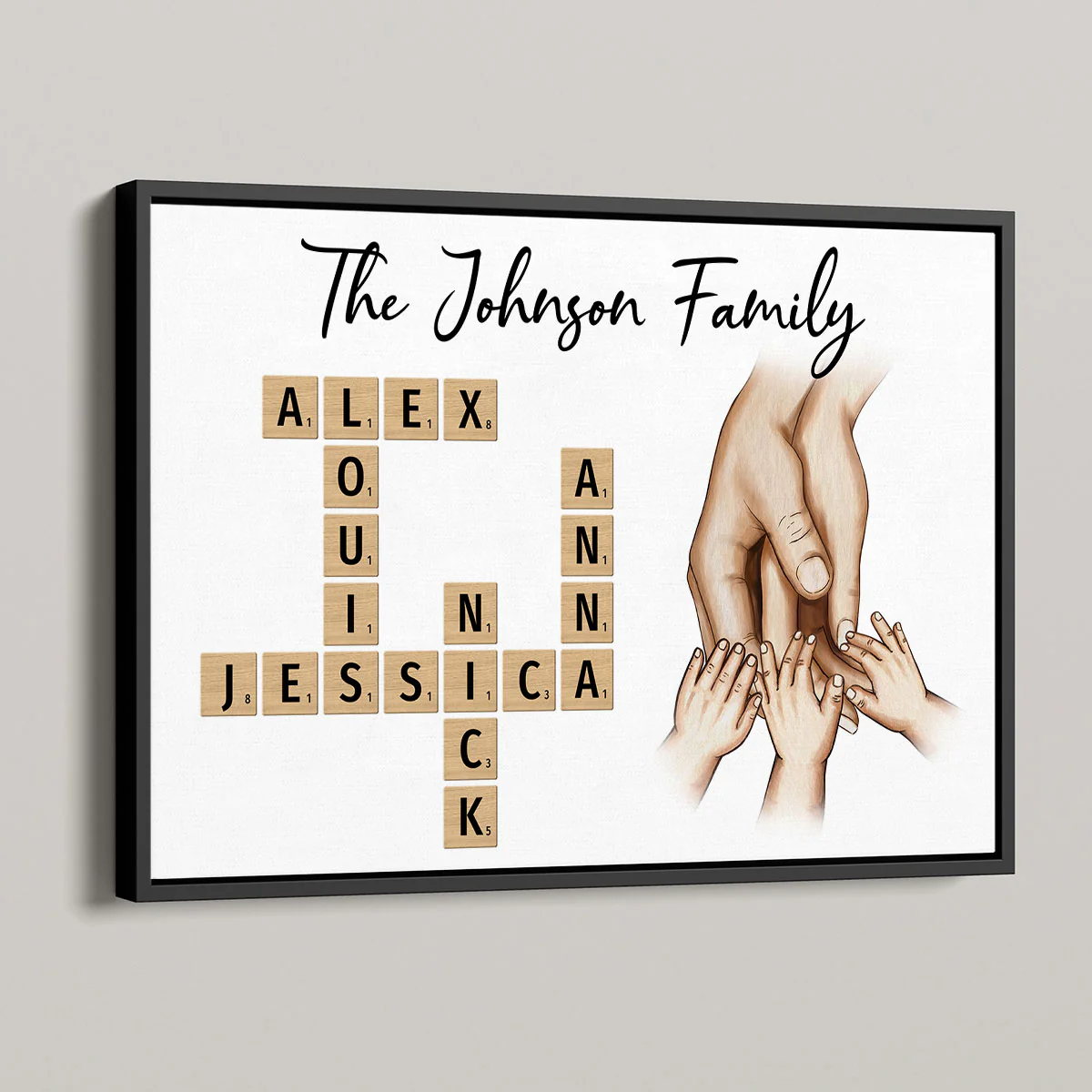 Family Hands In Hands Crossword Puzzle Art Created In A Moment Treasured Forever Personalized Poster - Image 4