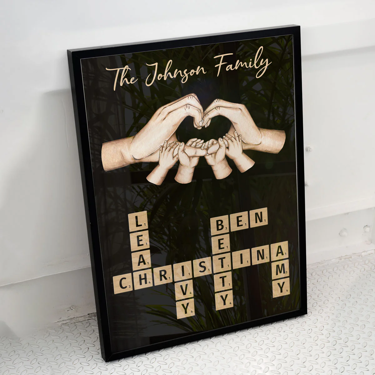 Family Heart Hands Crossword Puzzle Art Home Decor Personalized Poster - Image 5