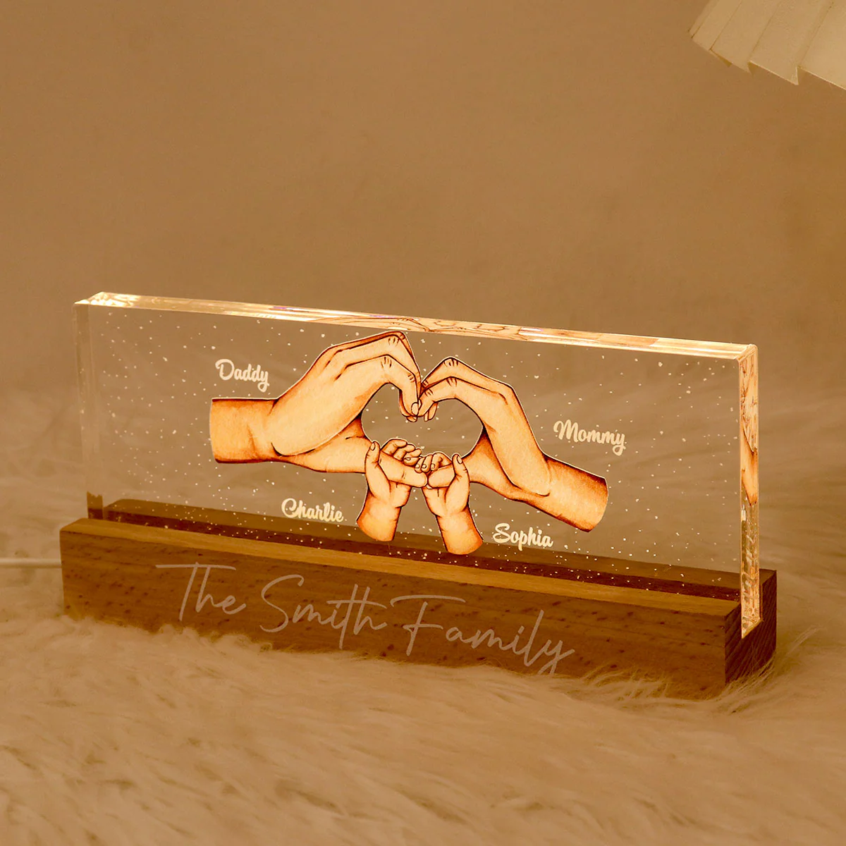 Family Heart Hands Gift Father's Day Gift Personalized Acrylic LED Night Light - Image 5