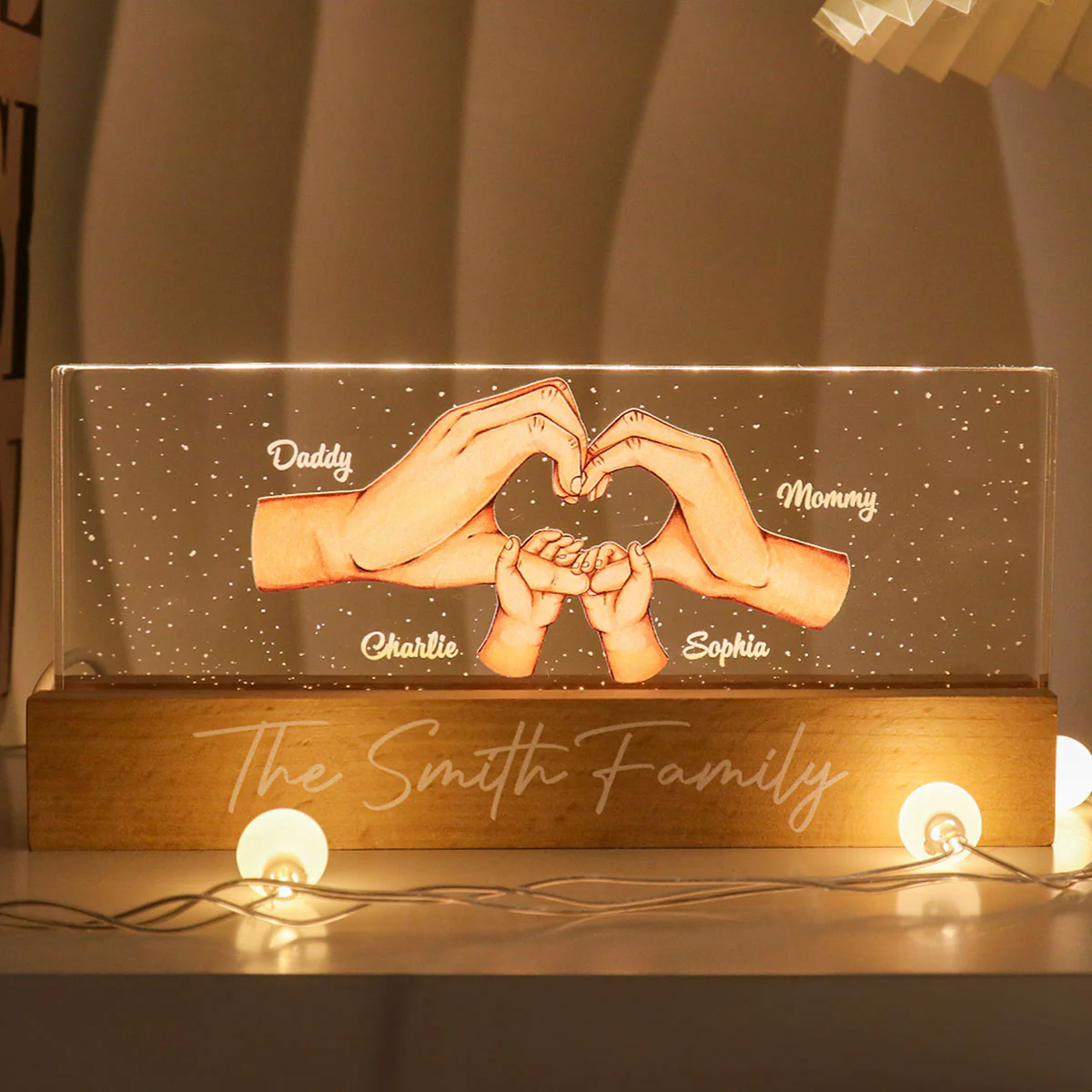 Family Heart Hands Gift Father's Day Gift Personalized Acrylic LED Night Light - Image 6