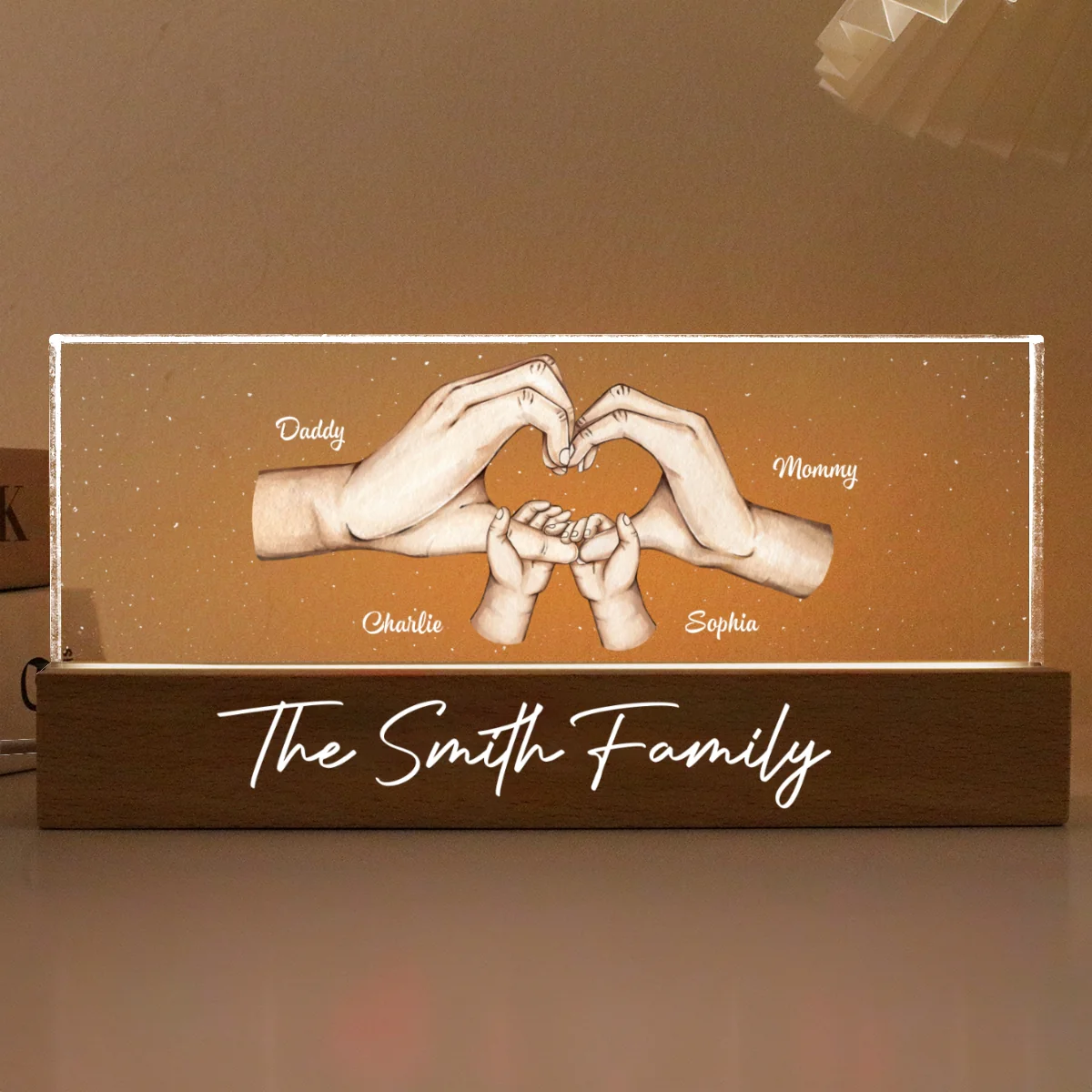 Family Heart Hands Gift Father's Day Gift Personalized Acrylic LED Night Light - Image 8