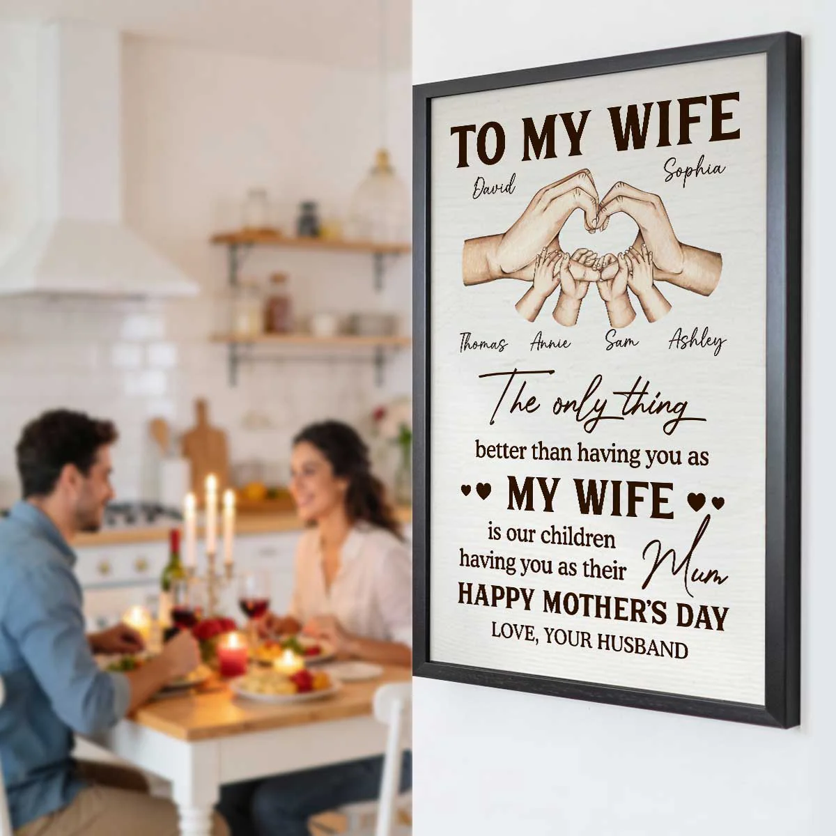 Family Heart Hands The Only Thing Better Than Having You As My Wife - Personalized Poster - Mother's Day Gift For Wife - Image 3