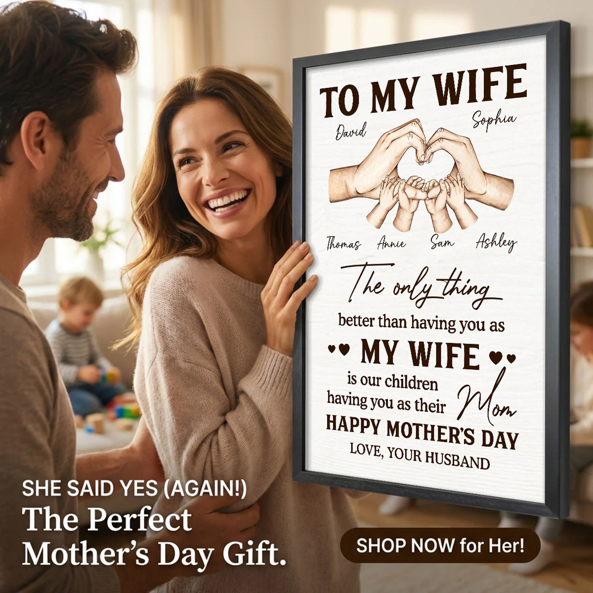 Family Heart Hands The Only Thing Better Than Having You As My Wife - Personalized Poster - Mother's Day Gift For Wife - Image 4