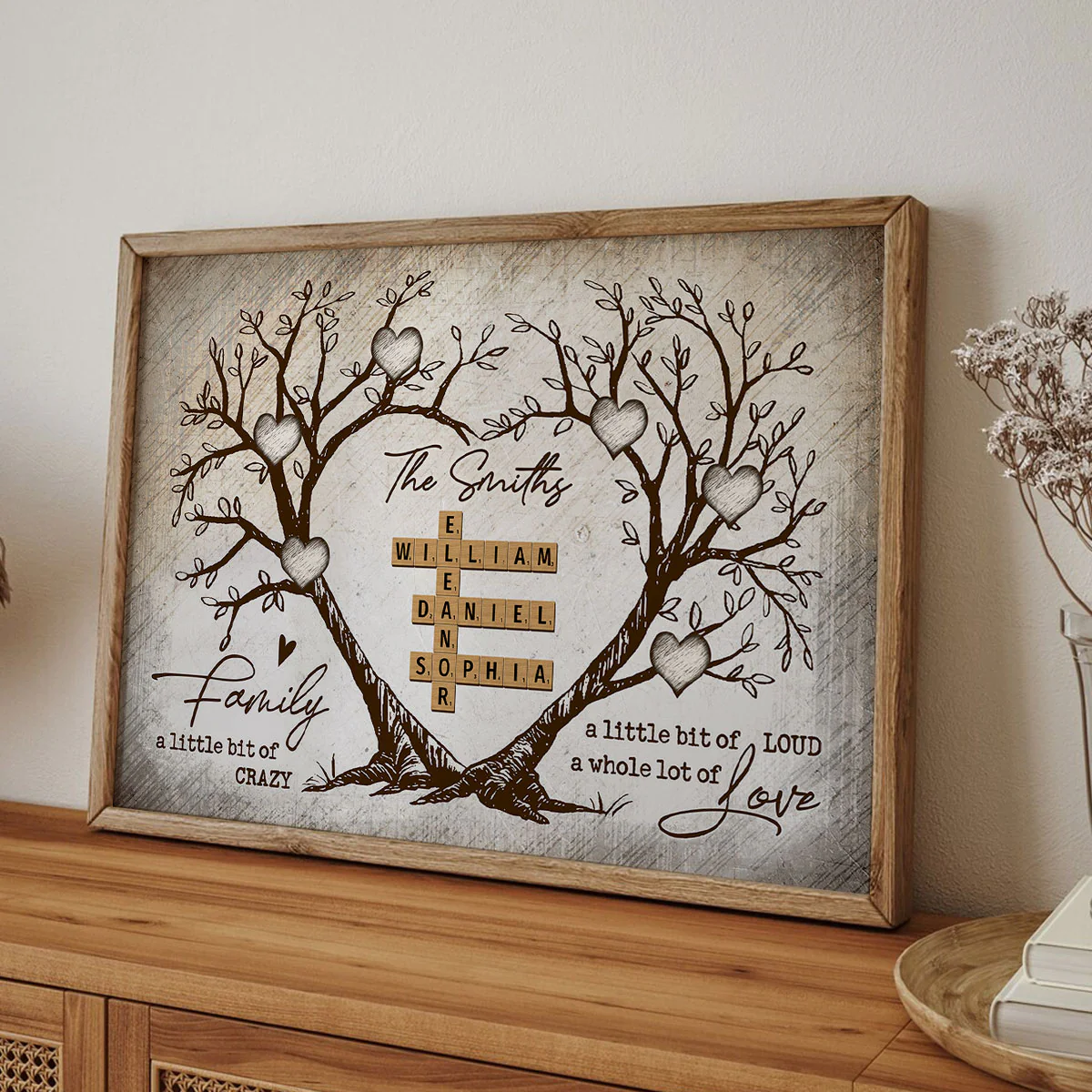 Family Heart Tree Crossword Puzzle - Created In A Moment, Treasured Forever - Personalized Poster - Gift For Family, For Husband, Wife - Image 10
