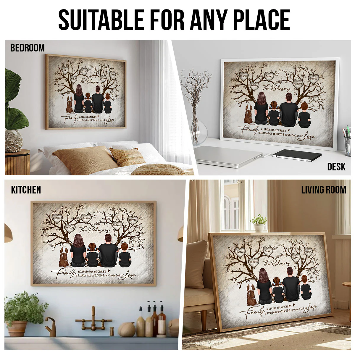 Family Heart Tree Sitting - Personalized Poster - Image 3