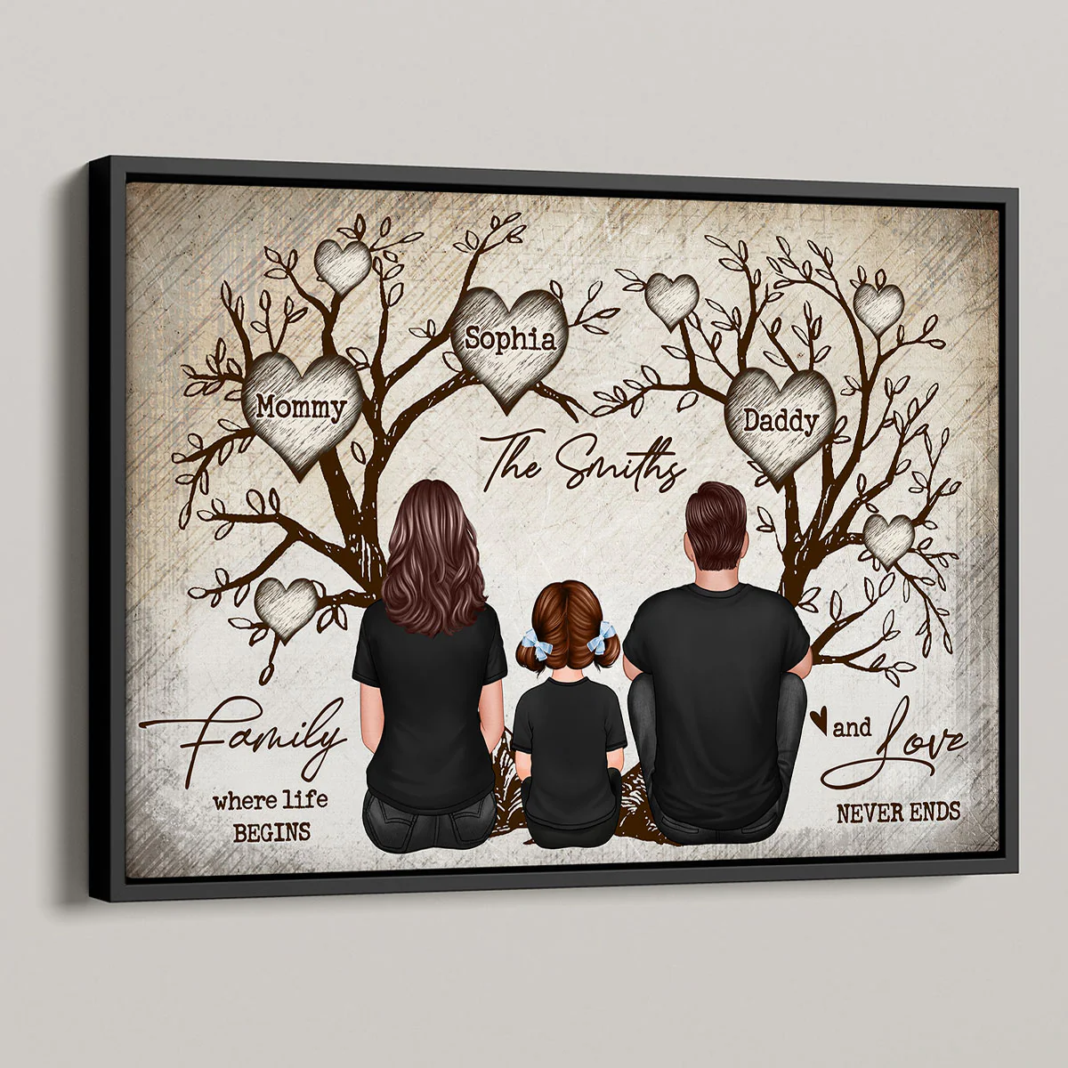 Family Heart Tree Sitting - Personalized Poster - Image 5