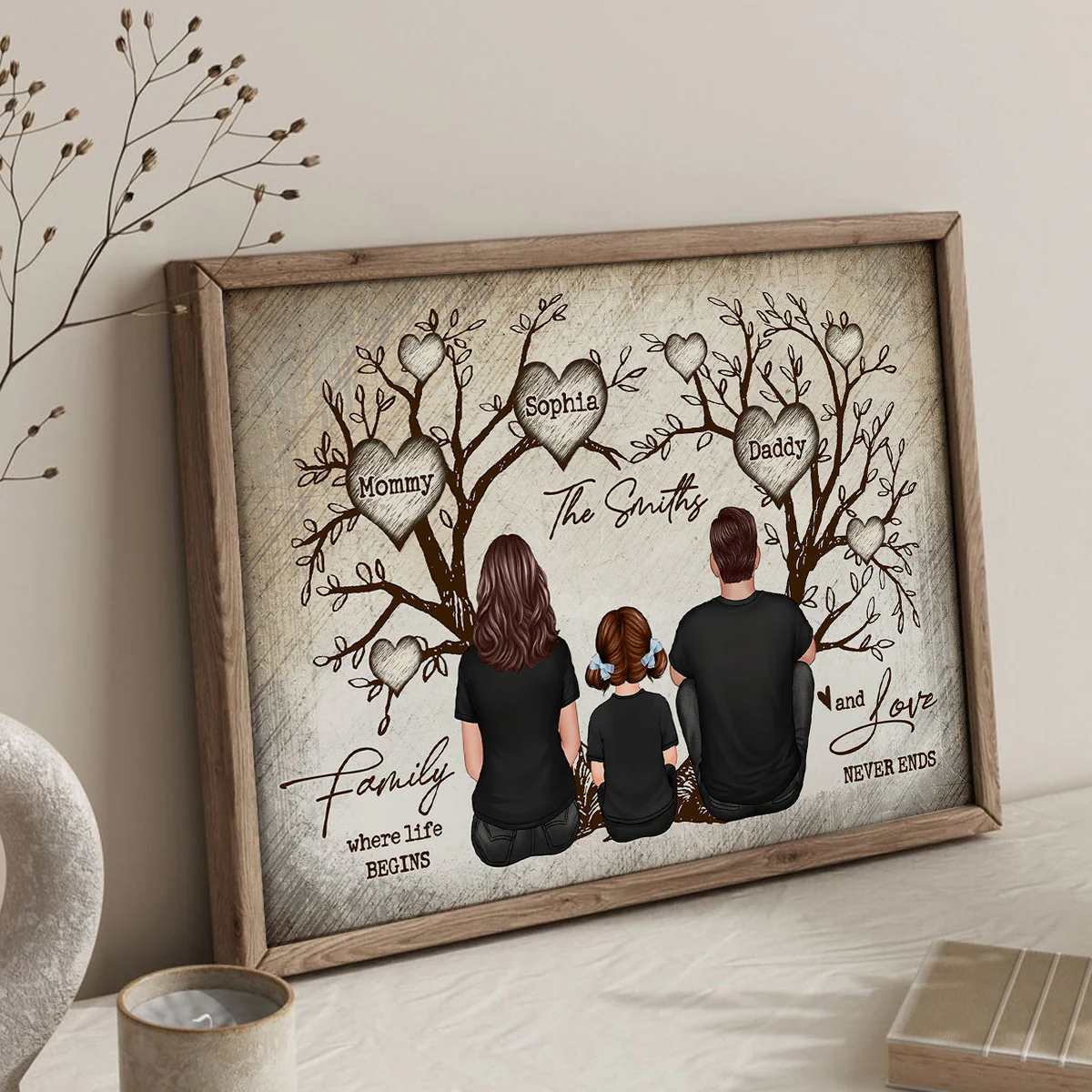 Family Heart Tree Sitting - Personalized Poster - Image 7