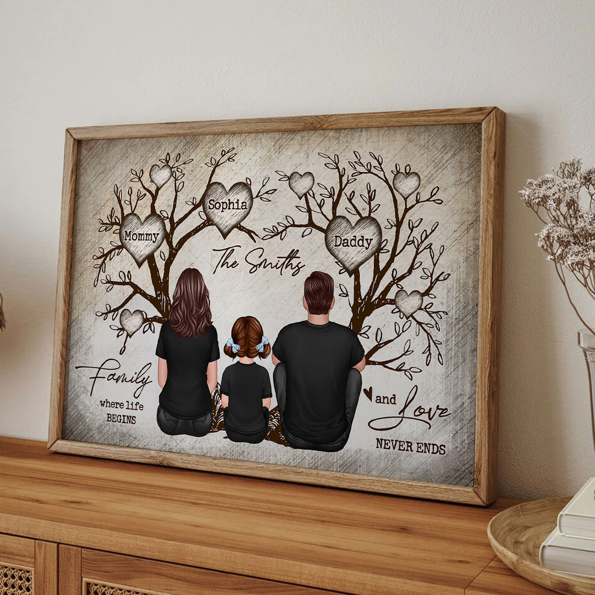 Family Heart Tree Sitting - Personalized Poster - Image 9