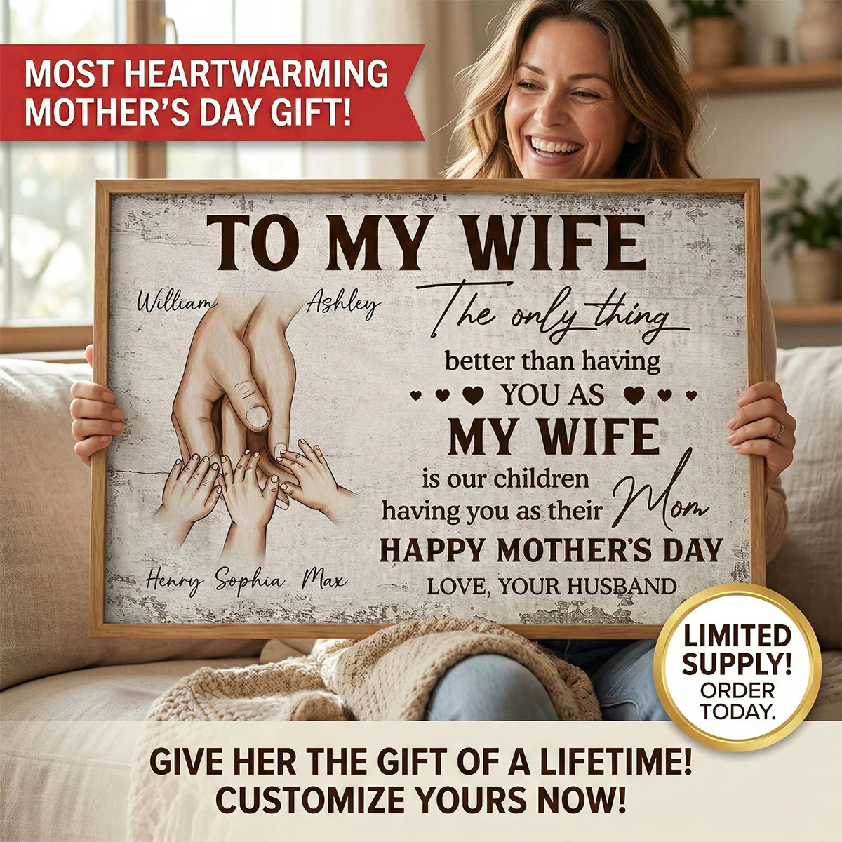 Family Holding Hands The Only Thing Better Than Having You As My Wife - Personalized Poster - Mother's Day Gift For Wife - Image 8