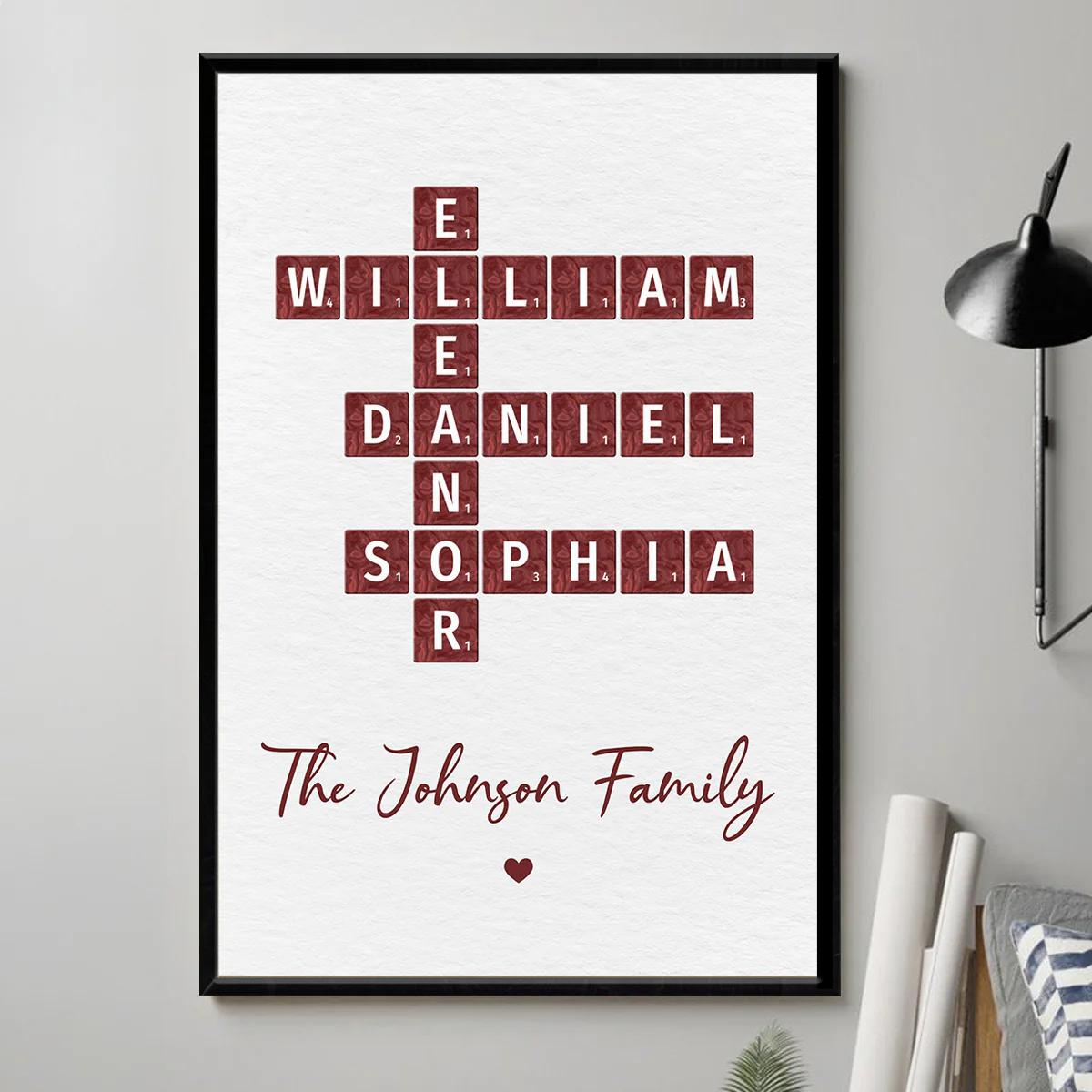 Family Crossword Art - Created In A Moment, Treasured Forever Personalized Poster