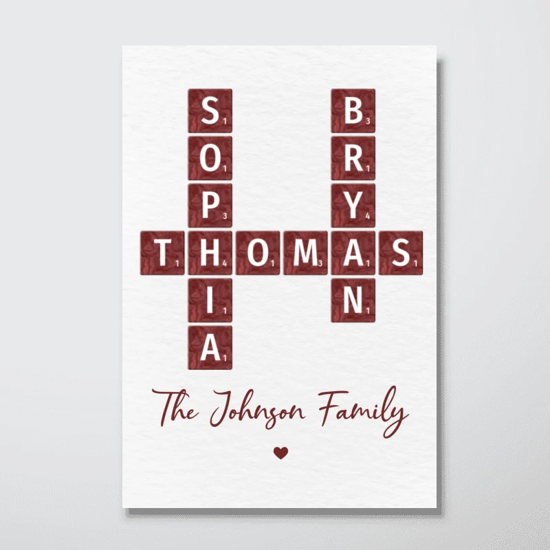 Family Crossword Art - Created In A Moment, Treasured Forever Personalized Poster - Image 10