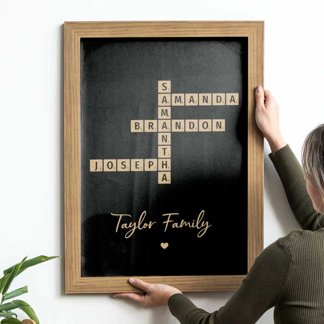 Family Crossword Art - Created In A Moment, Treasured Forever Personalized Poster - Image 8