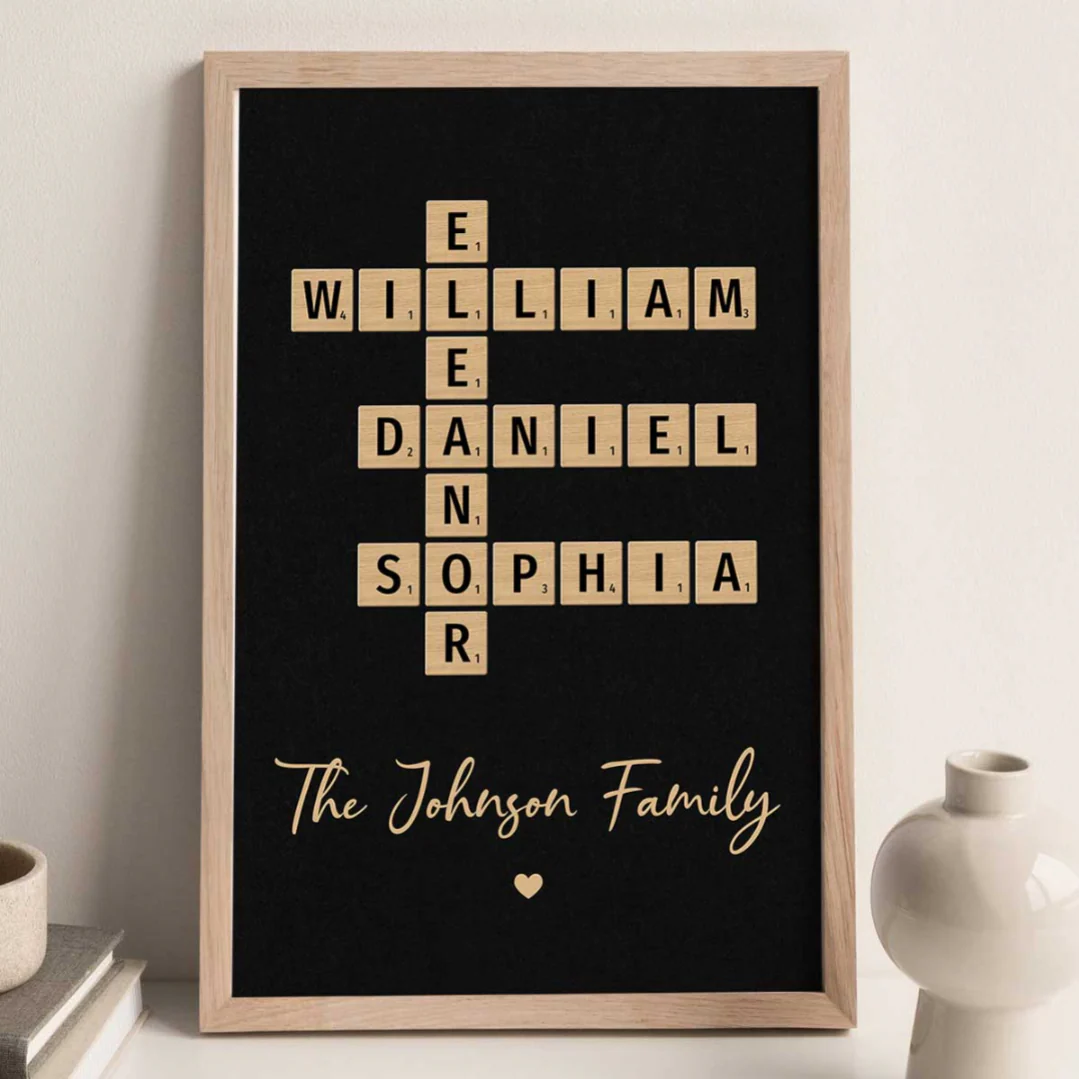 Family Crossword Art - Created In A Moment, Treasured Forever - Personalized Physical and Digital Poster - Image 4