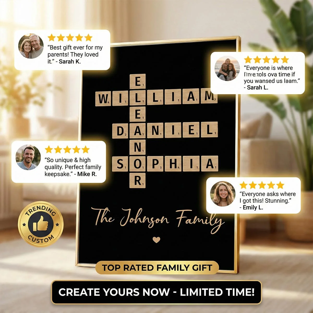 Family Crossword Art - Created In A Moment, Treasured Forever - Personalized Poster - Image 4