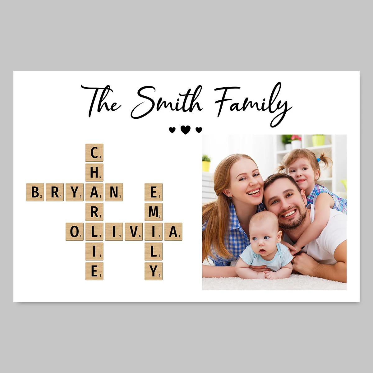 Family Home Decor Unique Gift For Family Friends Make Your Own Crossword Upload Photo Personalized Poster - Image 2