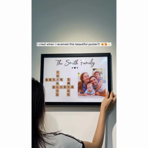 Family Home Decor Unique Gift For Family Friends Make Your Own Crossword Upload Photo Personalized Poster - Image 2