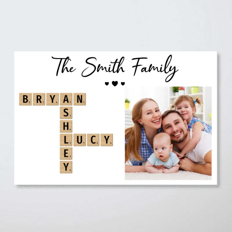 Family Home Decor Unique Gift For Family Friends Make Your Own Crossword Upload Photo Personalized Poster - Image 8